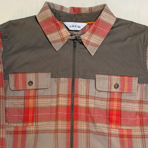 Orvis Women’s Red and Brown Plaid Half Zip Shirt - Picture 3 of 3